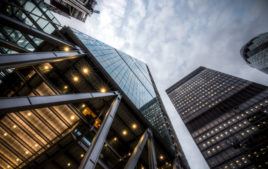 High rises in the City of London on a cloudy day